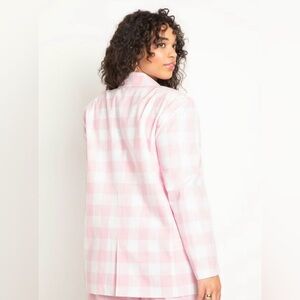 Elegant Pink and White Women's Blazer